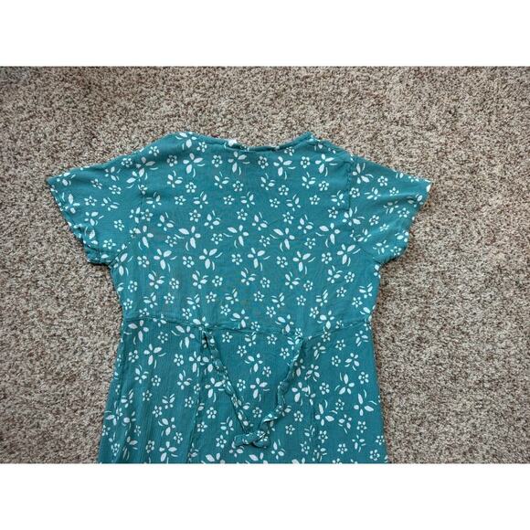 ORVIS Women's XL dress; lightweight & flowy; tie back; Green & white pattern - Picture 6 of 9
